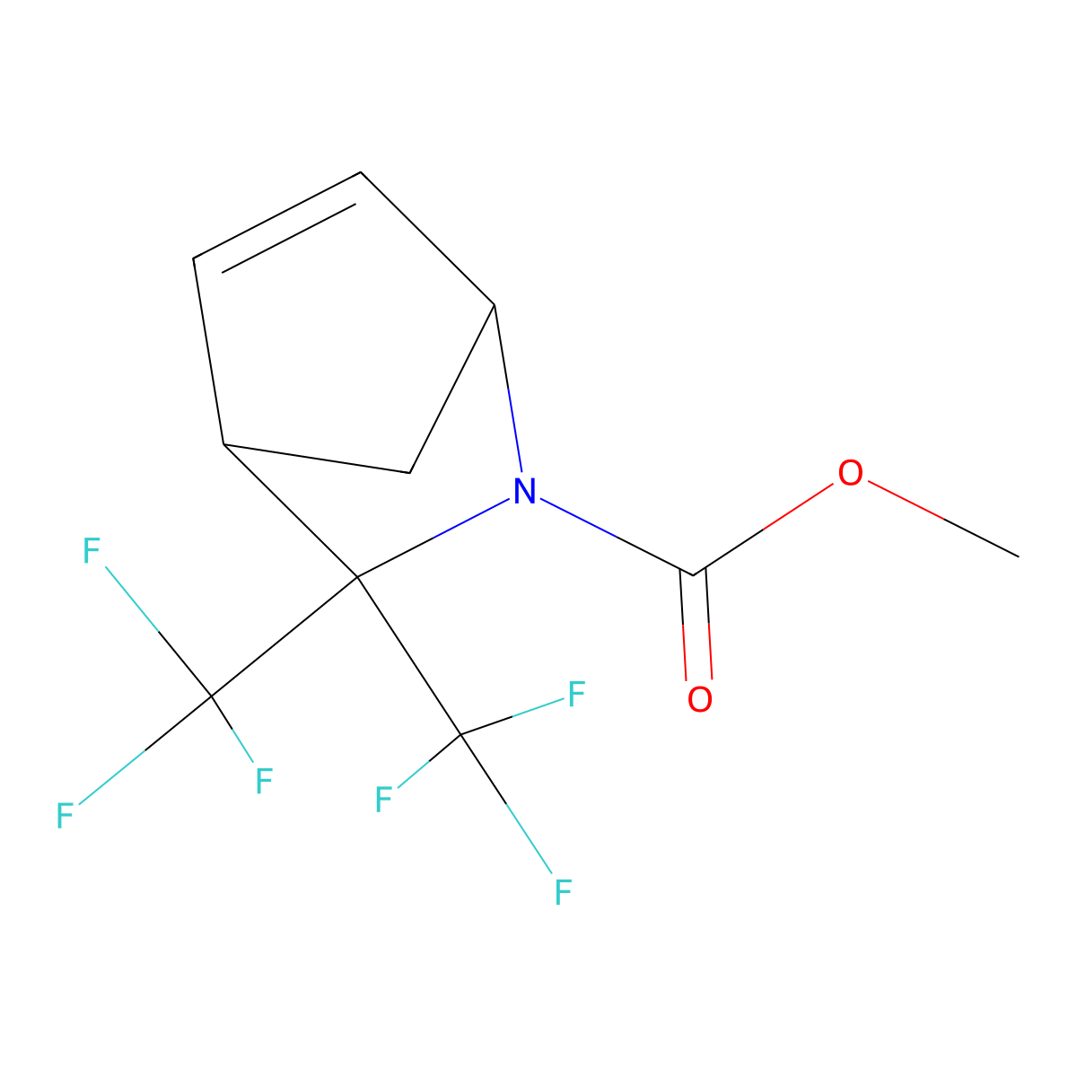 Methyl 3,3-bis(trifluoromethyl)-2-azabicyclo[2.2.1]hept-5-ene-2-carboxylate molecular structure, CAS 175689-97-1