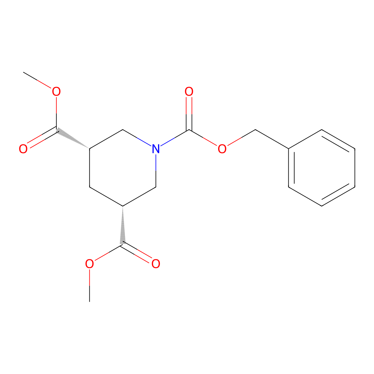 Dimethyl cis-1-Cbz-piperidine-3,5-dicarboxylate molecular structure, CAS 175694-32-3