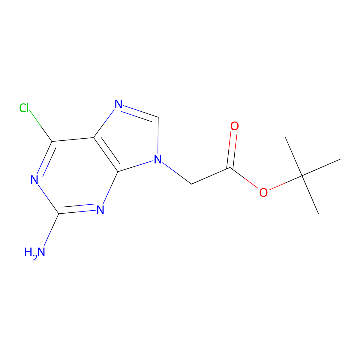 tert-butyl 2-(2-amino-6-chloro-9H-purin-9-yl)acetate molecular structure, CAS 175695-32-6
