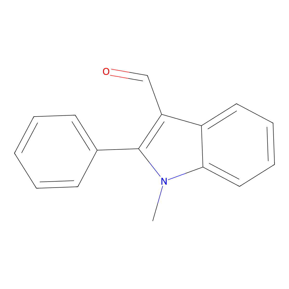 1H-Indole-3-carboxaldehyde, 1-methyl-2-phenyl- molecular structure, CAS 1757-72-8