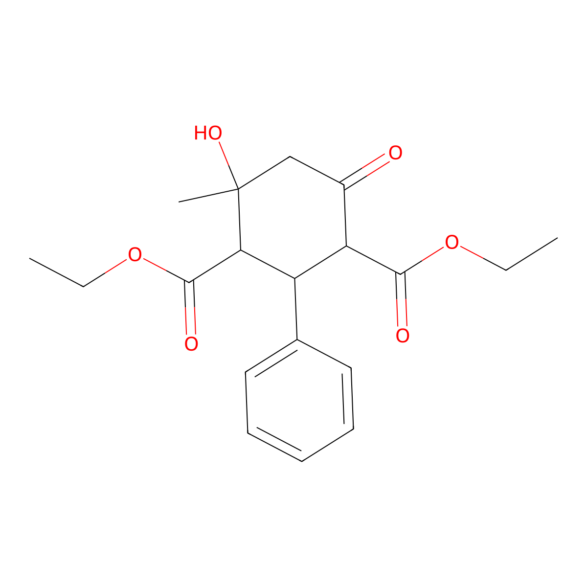 1,3-Diethyl 4-hydroxy-4-methyl-6-oxo-2-phenyl-1,3-cyclohexanedicarboxylate molecular structure, CAS 17572-39-3