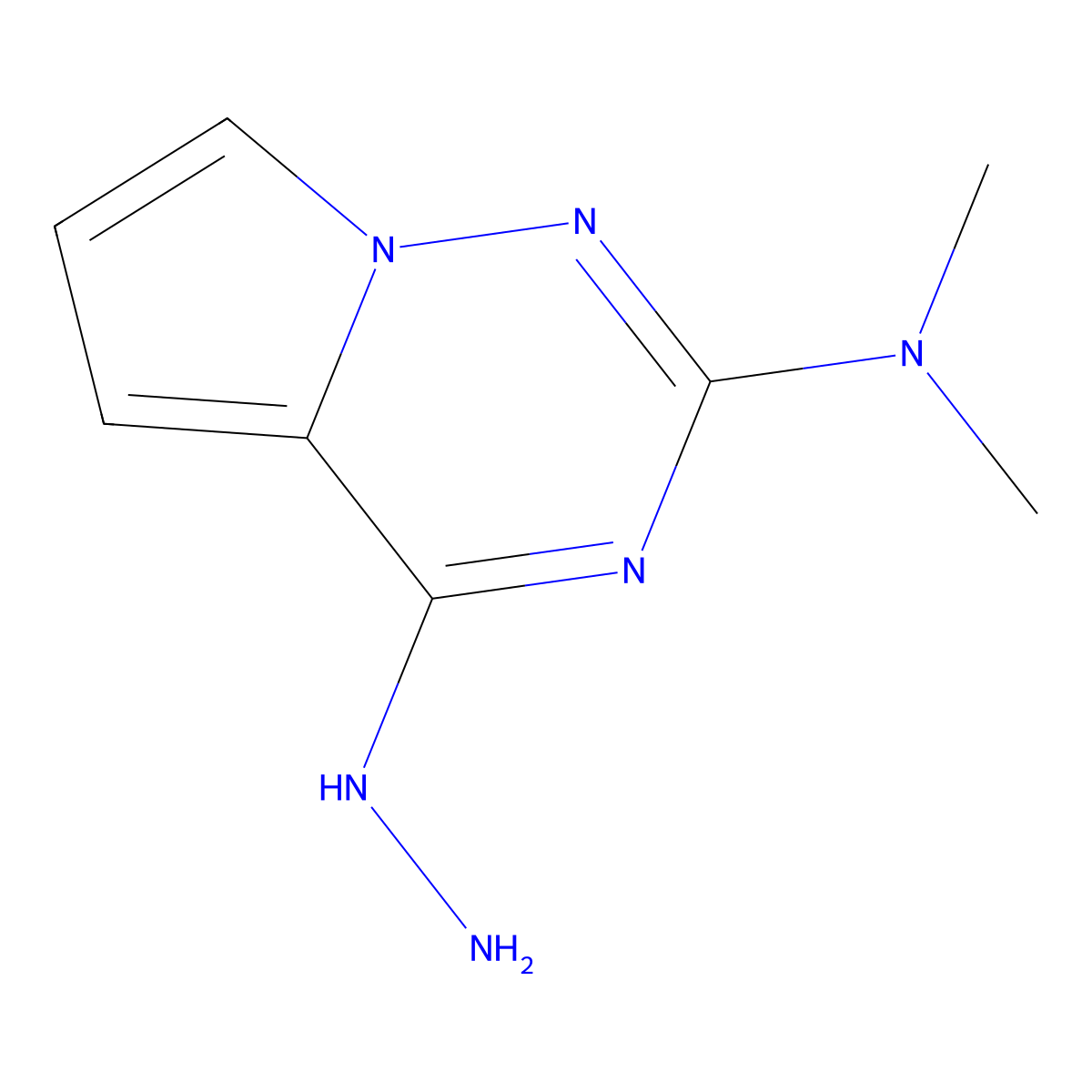 4-hydrazinyl-N,N-dimethylpyrrolo[2,1-f][1,2,4]triazin-2-amine molecular structure, CAS 175726-68-8