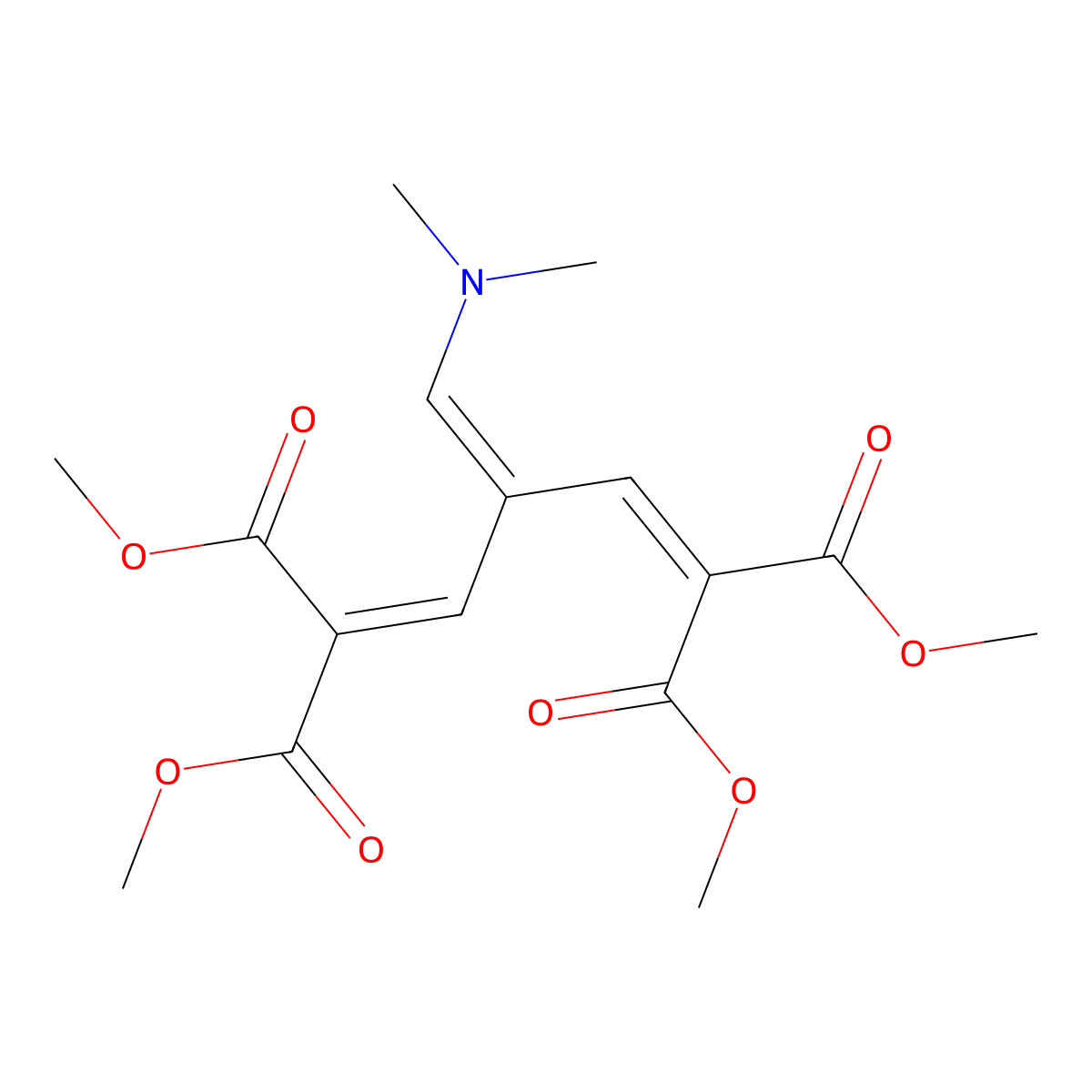 1,2,6,7-Tetramethyl 4-((dimethylamino)methylene)-2,5-heptadiene-2,2,6,6-tetracarboxylate molecular structure, CAS 175727-30-7