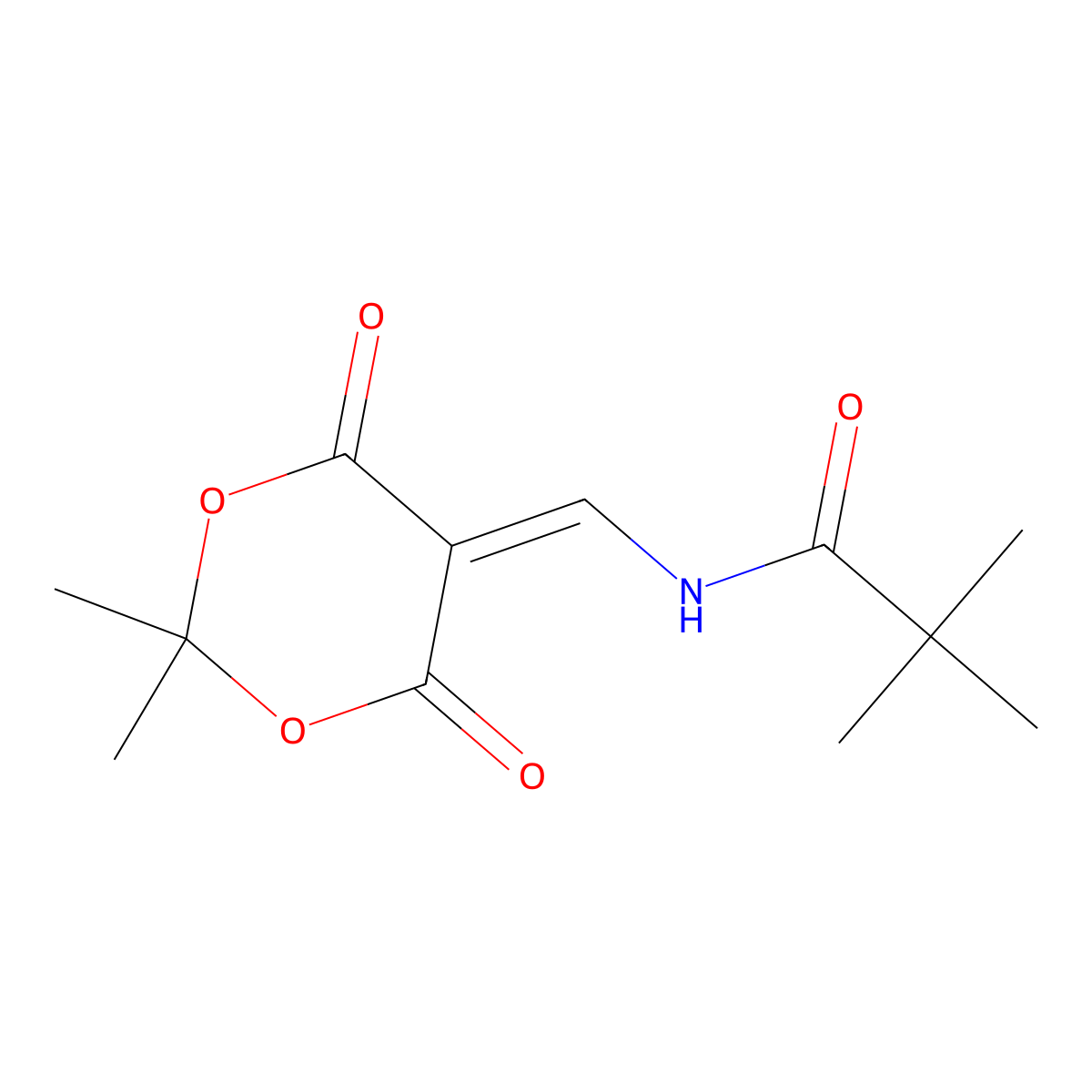 N-[(2,2-dimethyl-4,6-dioxo-1,3-dioxan-5-ylidene)methyl]-2,2-dimethylpropanamide molecular structure, CAS 175728-10-6