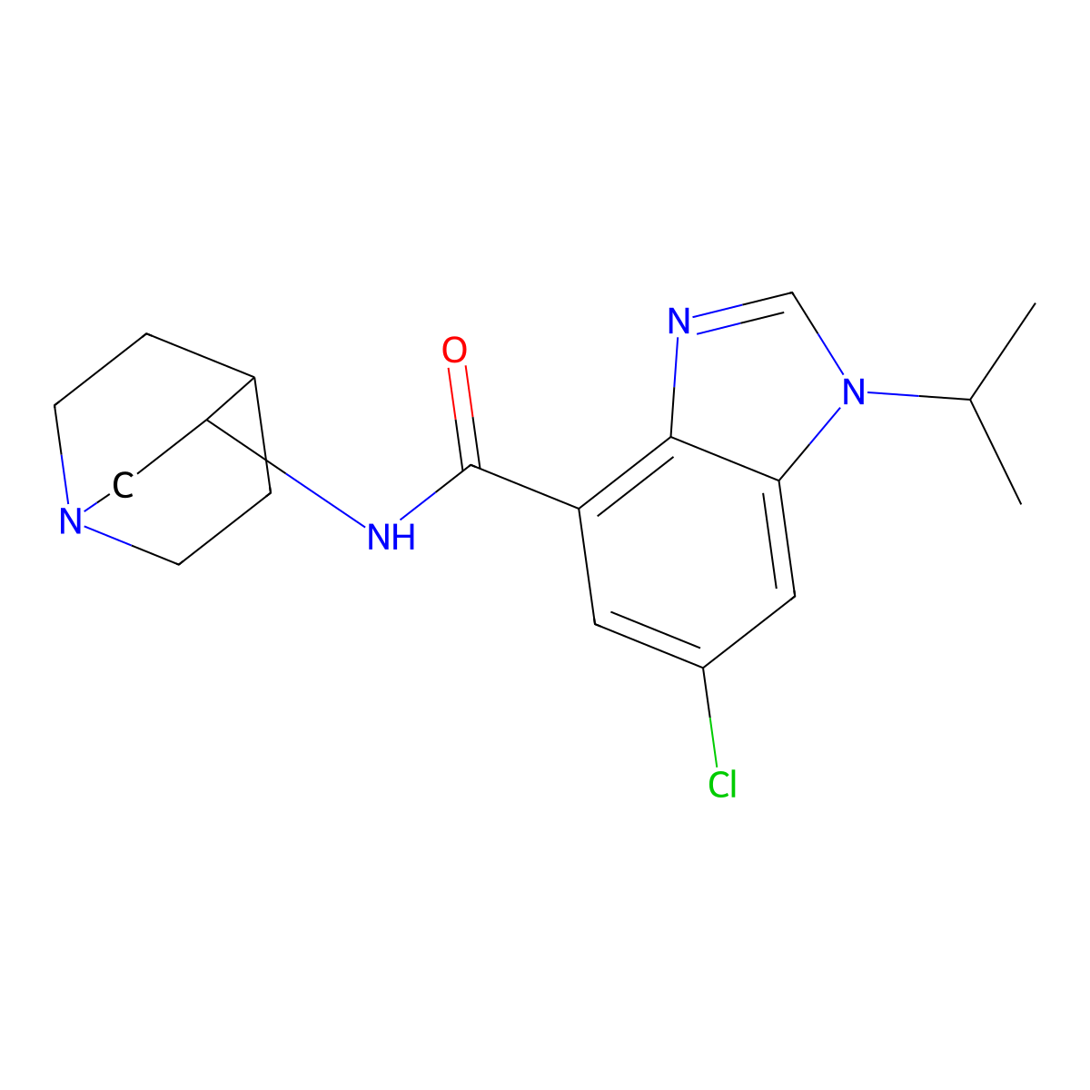 N-[(3R)-1-azabicyclo[2.2.2]octan-3-yl]-6-chloro-1-propan-2-yl-4-benzimidazolecarboxamide molecular structure, CAS 175729-69-8