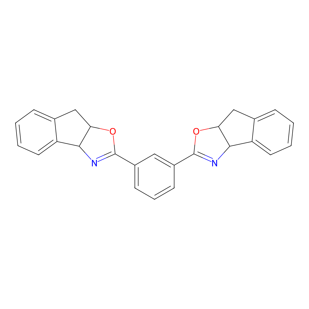 1,3-Bis((3aS,8aR)-8,8a-dihydro-3aH-indeno[1,2-d]oxazol-2-yl)benzene molecular structure, CAS 175733-74-1