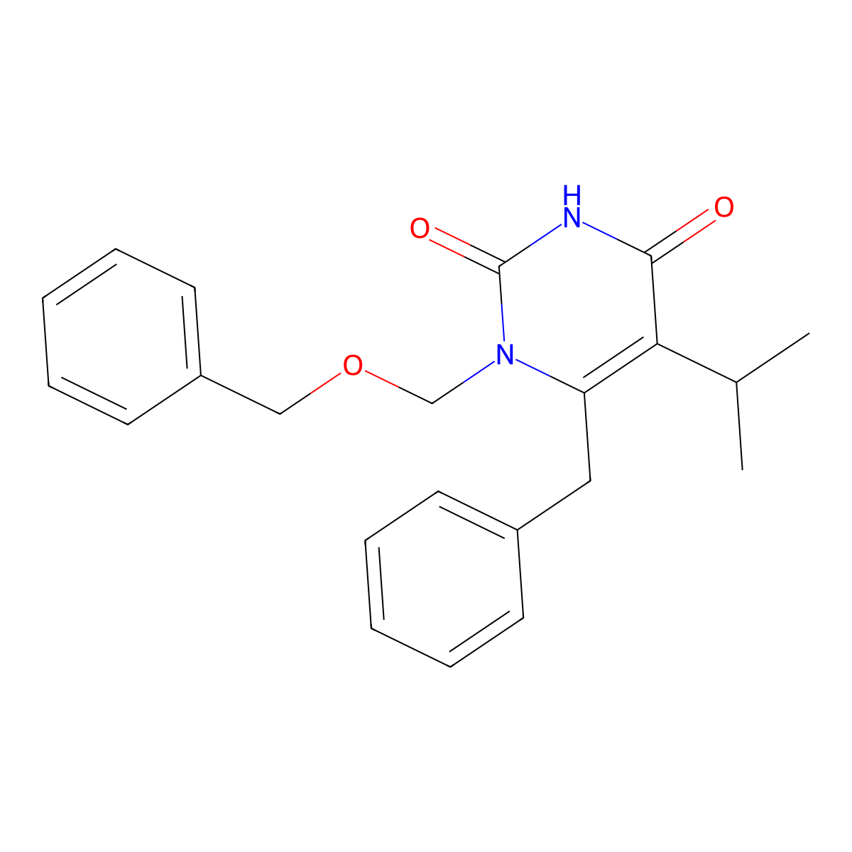 6-Benzyl-1-benzyloxymethyl-5-isopropyl uracil molecular structure, CAS 175739-42-1