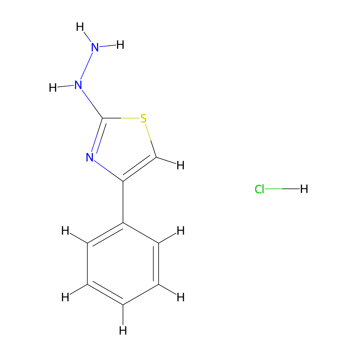 2-Hydrazinyl-4-phenylthiazole hydrochloride molecular structure, CAS 17574-10-6