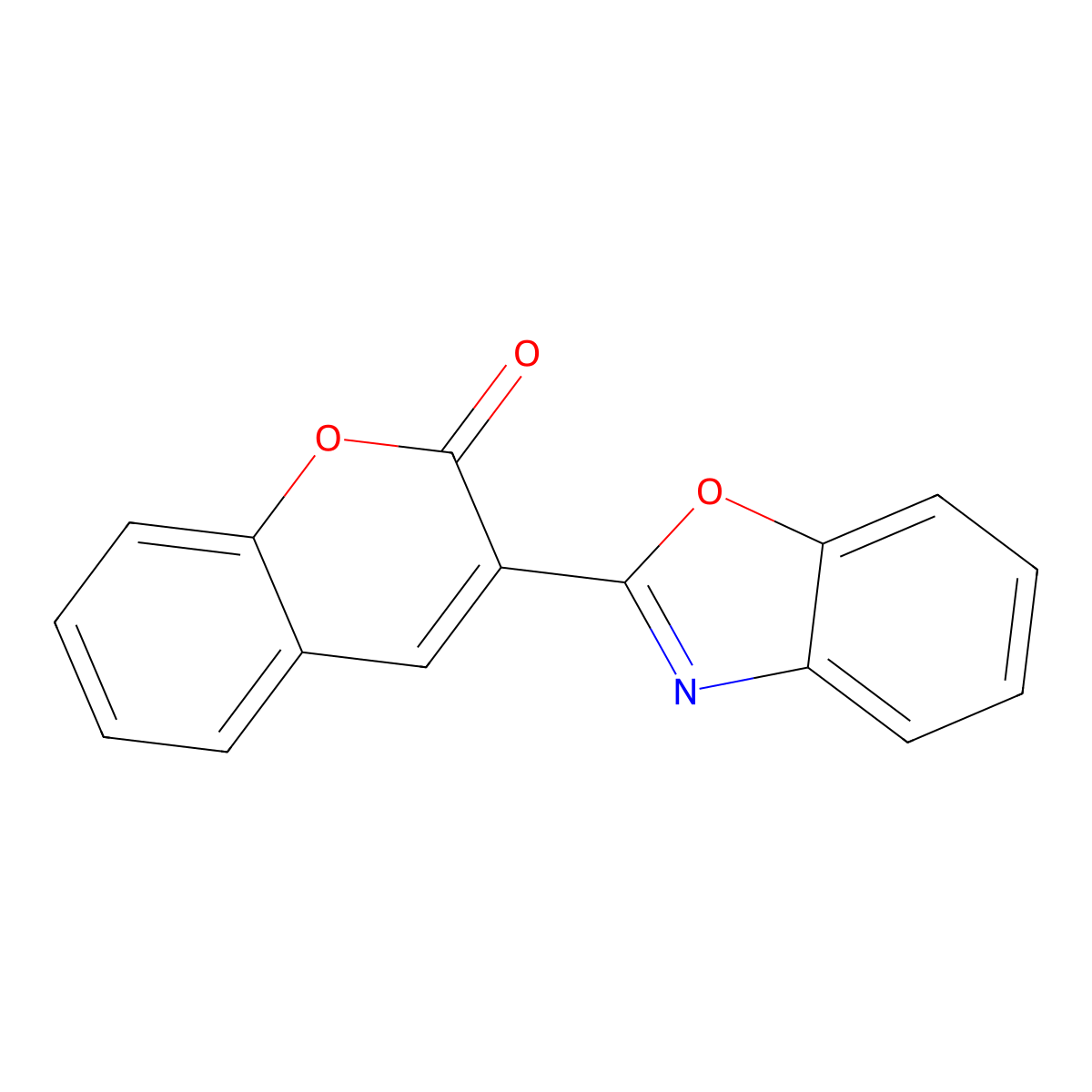 2H-1-Benzopyran-2-one, 3-(2-benzoxazolyl)- molecular structure, CAS 17577-47-8
