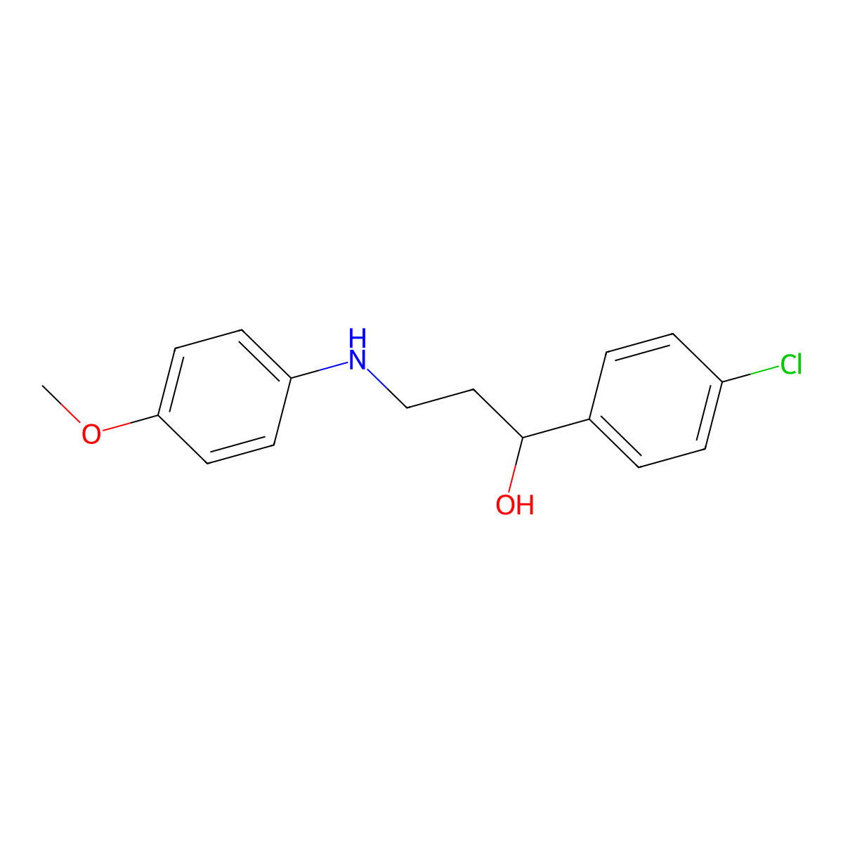 1-(4-Chlorophenyl)-3-(4-methoxyanilino)-1-propanol molecular structure, CAS 175783-80-9