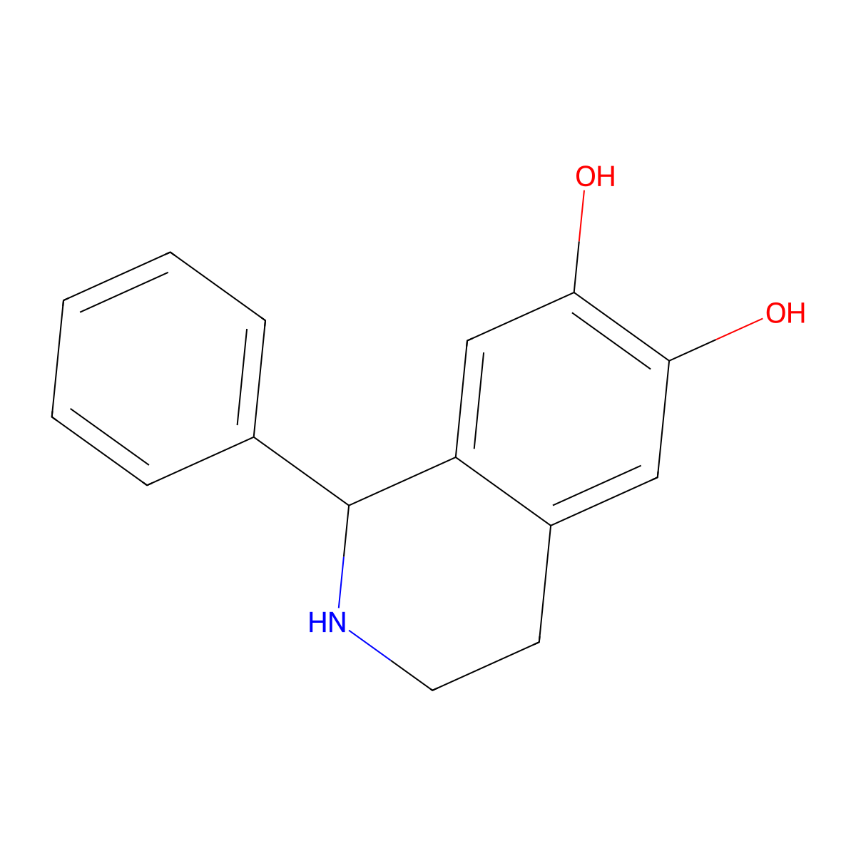 1-Phenyl-1,2,3,4-tetrahydroisoquinoline-6,7-diol molecular structure, CAS 17579-12-3