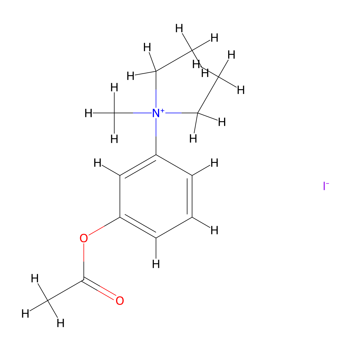 Ammonium, (3-acetoxyphenyl)diethylmethyl-, iodide molecular structure, CAS 17579-39-4