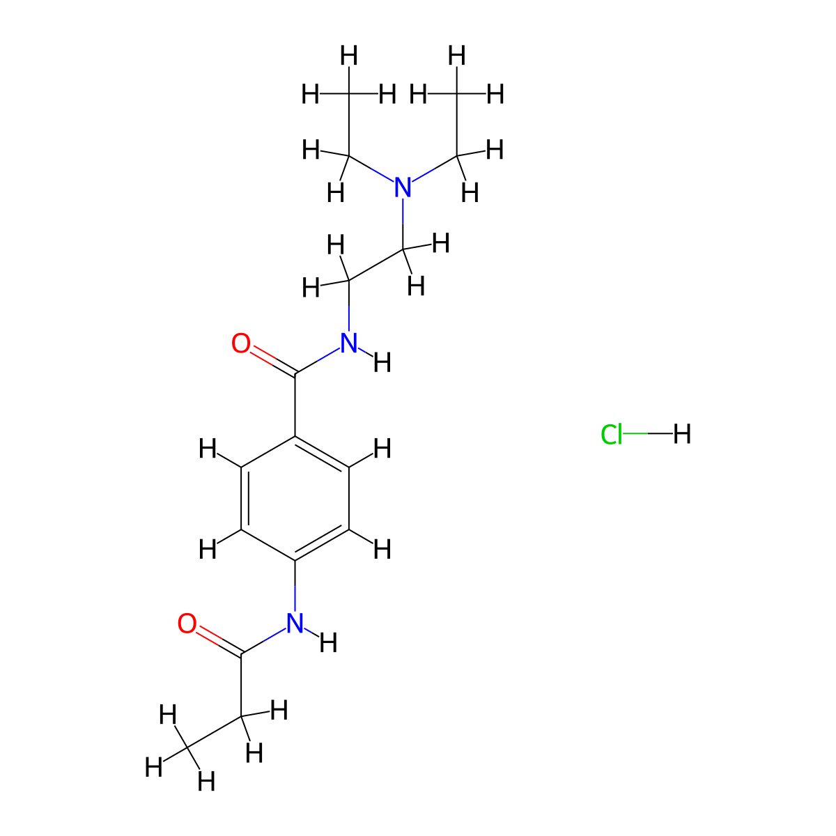 Benzamide, N-(2-(diethylamino)ethyl)-4-((1-oxopropyl)amino)-, hydrochloride (1:1) molecular structure, CAS 17579-41-8