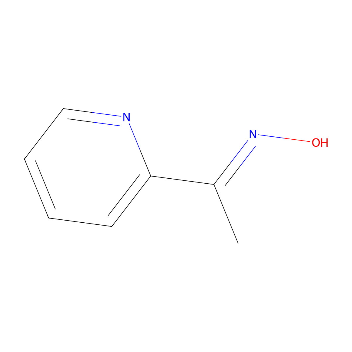 Methyl 2-pyridyl ketone oxime molecular structure, CAS 1758-54-9