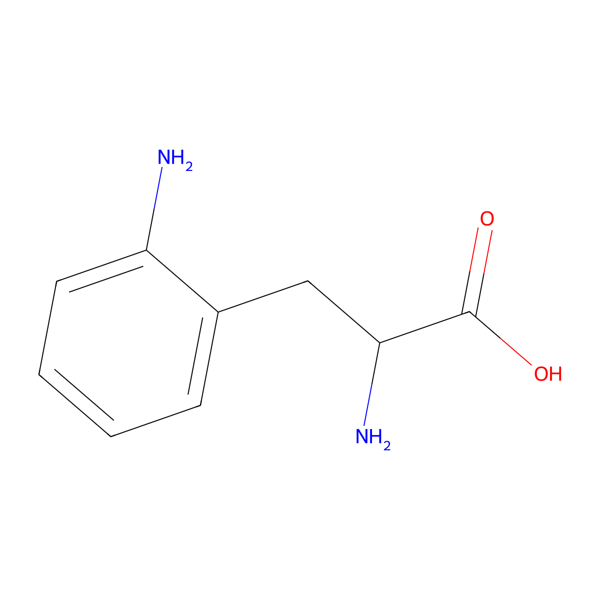 2-Amino-3-(2-aminophenyl)propanoic acid molecular structure, CAS 1758-83-4