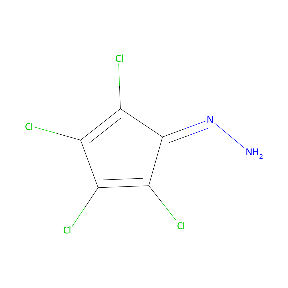 (2,3,4,5-Tetrachlorocyclopenta-2,4-dien-1-ylidene)hydrazine molecular structure, CAS 17581-52-1