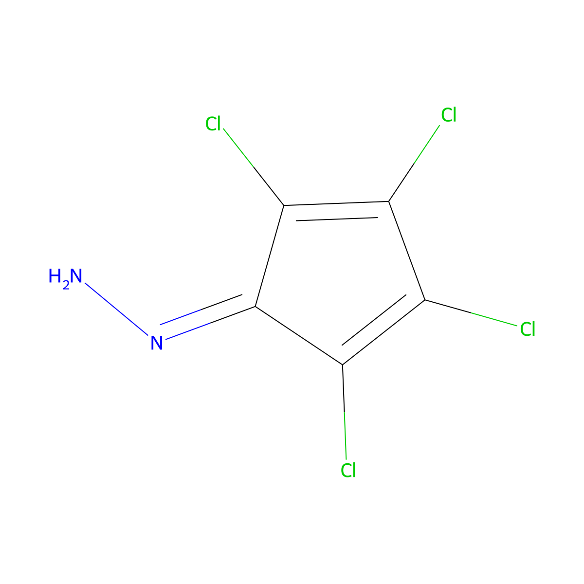 (2,3,4,5-Tetrachlorocyclopenta-2,4-dien-1-ylidene)hydrazine molecular structure, CAS 17581-52-1