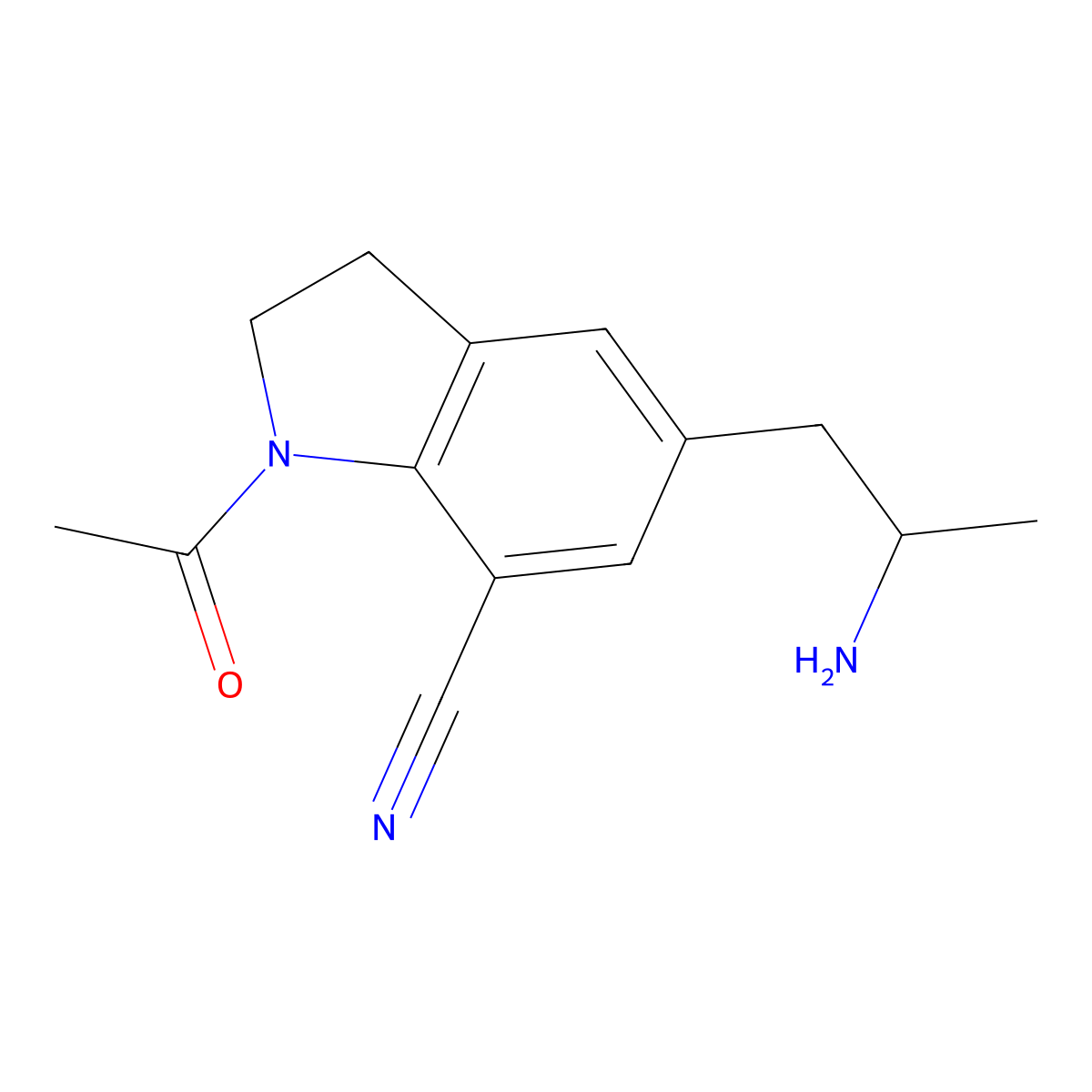 1-Acetyl-5-(2-aminopropyl)-2,3-dihydro-1H-indole-7-carbonitrile molecular structure, CAS 175837-01-1