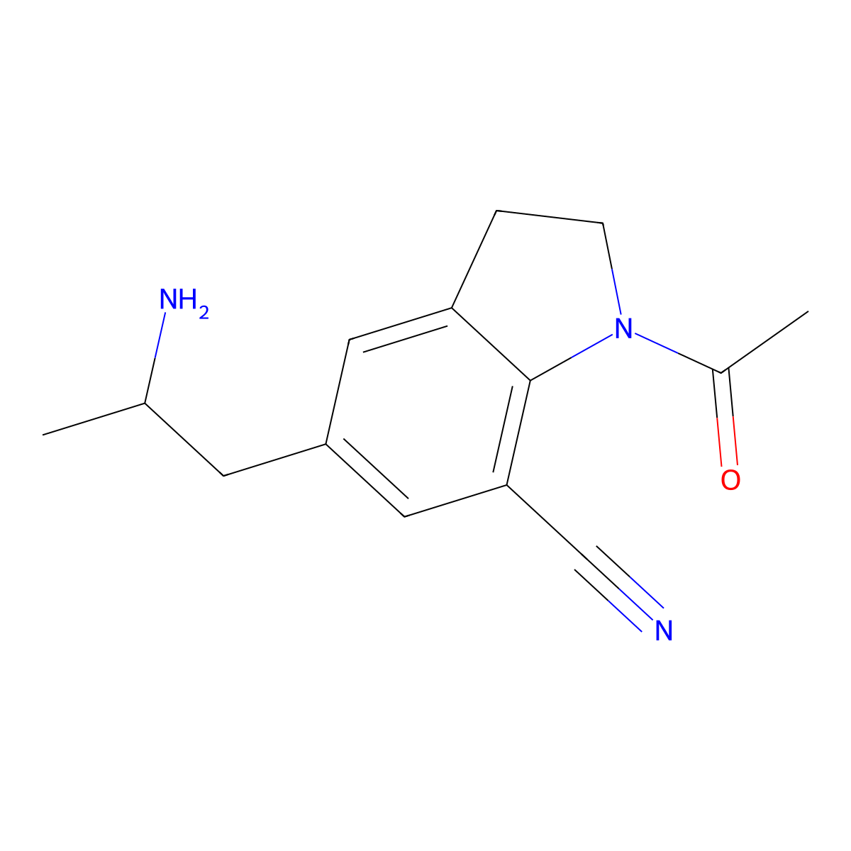 1-Acetyl-5-(2-aminopropyl)-2,3-dihydro-1H-indole-7-carbonitrile molecular structure, CAS 175837-01-1