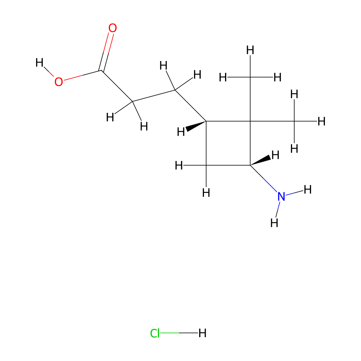 3-[(1S,3R)-3-amino-2,2-dimethylcyclobutyl]propanoic acid hydrochloride molecular structure, CAS 175844-63-0