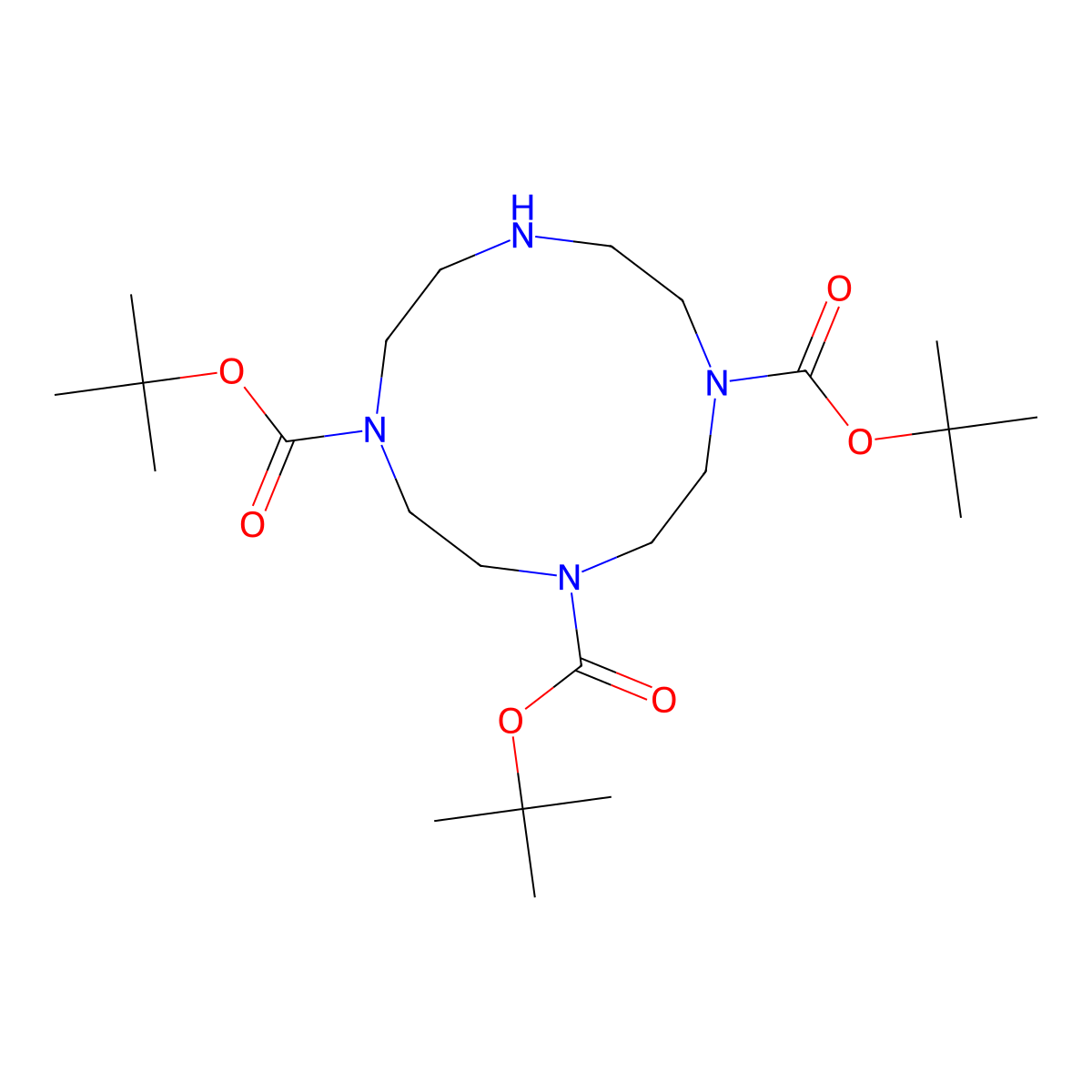Tri-tert-Butyl 1,4,7,10-tetraazacyclododecane-1,4,7-tricarboxylate molecular structure, CAS 175854-39-4