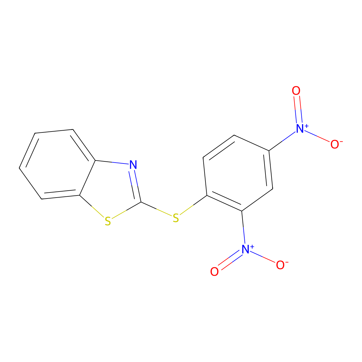 Benzothiazole, 2-[(2,4-dinitrophenyl)thio]- molecular structure, CAS 17586-89-9
