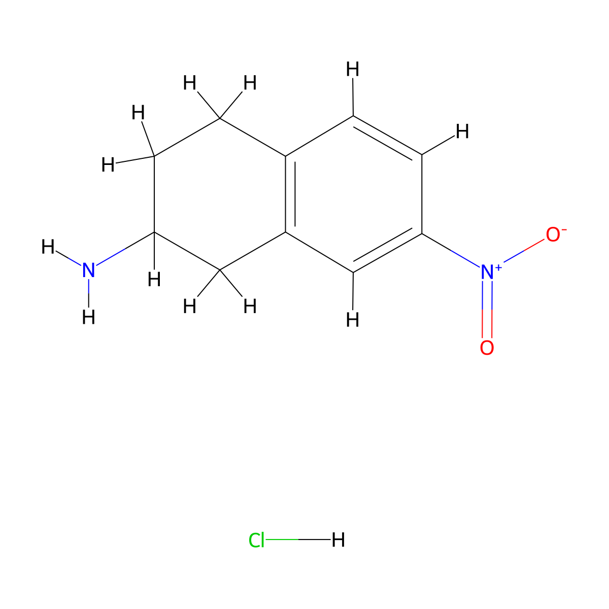 7-Nitro-1,2,3,4-tetrahydro-naphthalen-2-ylamine hydrochloride molecular structure, CAS 175871-06-4