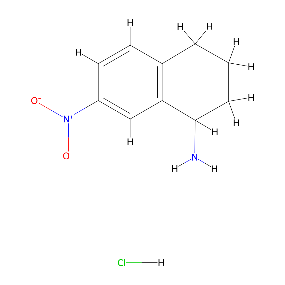 7-Nitro-1,2,3,4-tetrahydronaphthalen-1-amine hydrochloride molecular structure, CAS 175871-07-5