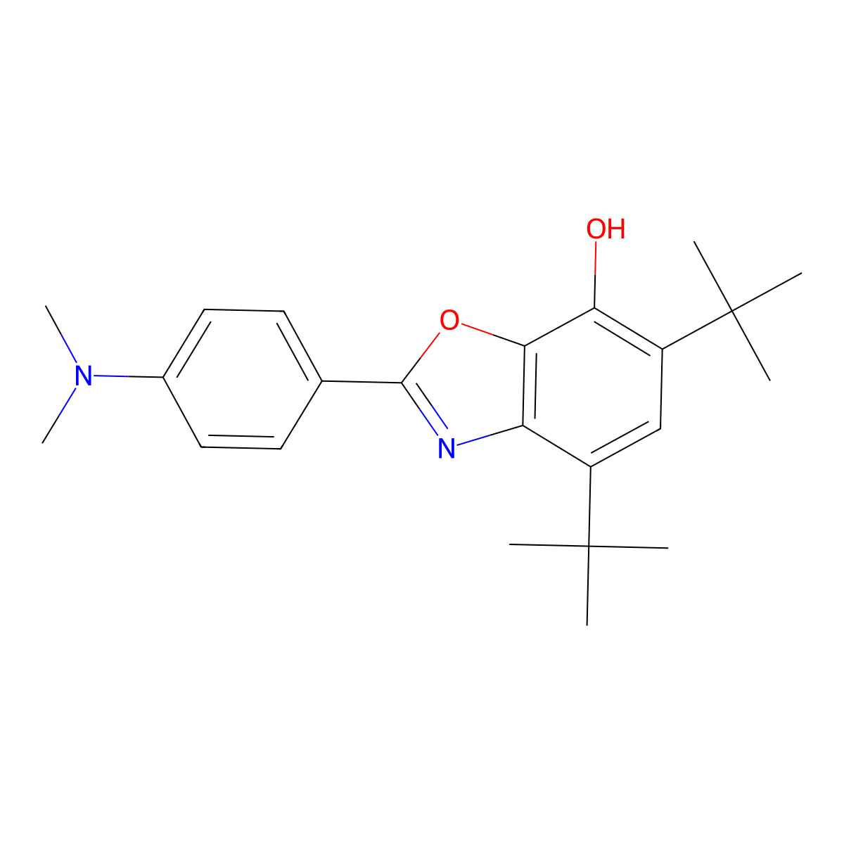 4,6-Bis(tert-butyl)-2-[4-(dimethylamino)phenyl]benzoxazol-7-ol molecular structure, CAS 175881-03-5