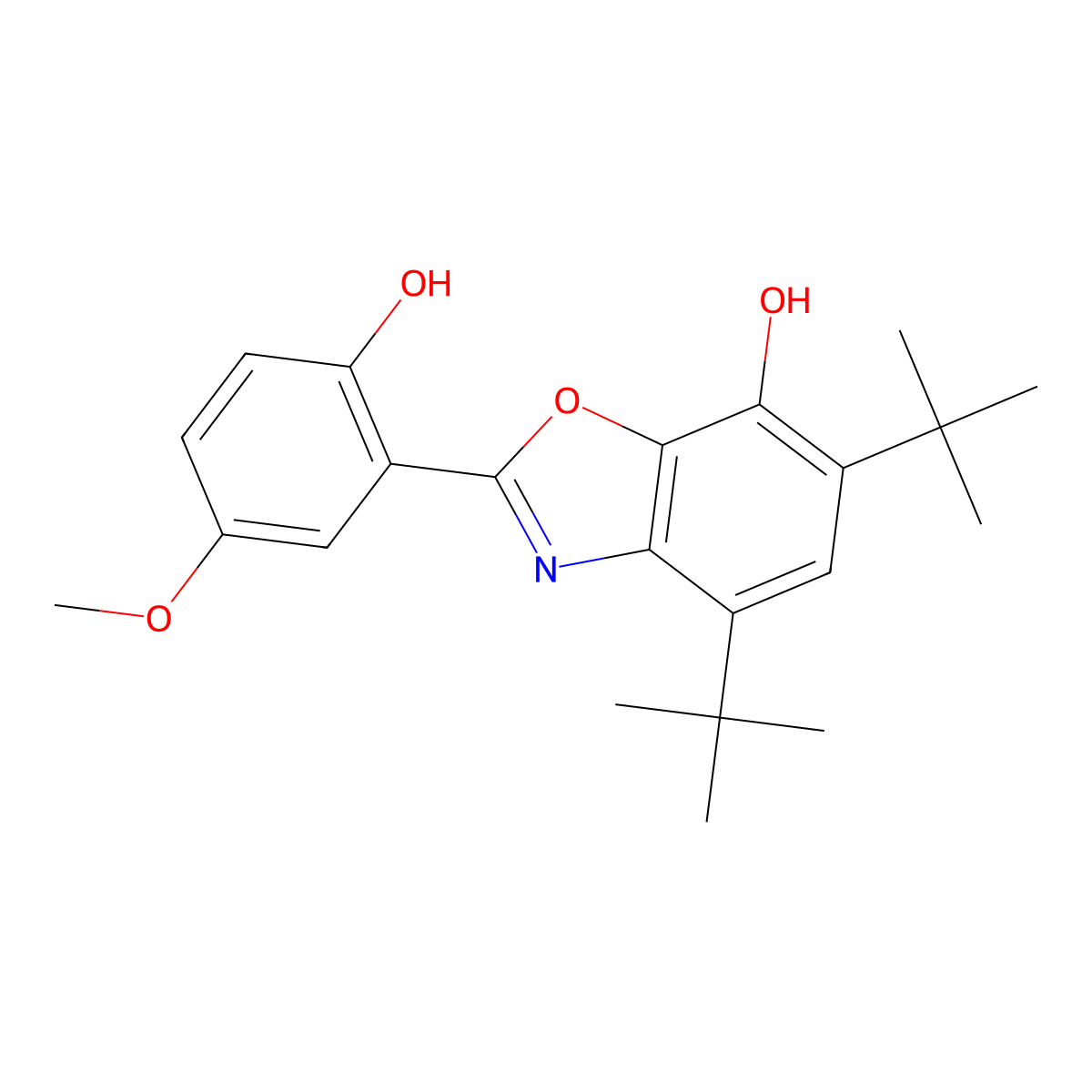 4,6-Di-tert-butyl-2-(2-hydroxy-5-methoxyphenyl)-1,3-benzoxazol-7-ol molecular structure, CAS 175881-07-9