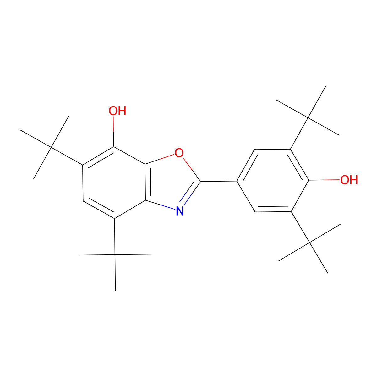 4,6-Di-tert-butyl-2-(3,5-di-tert-butyl-4-hydroxyphenyl)-1,3-benzoxazol-7-ol molecular structure, CAS 175881-08-0