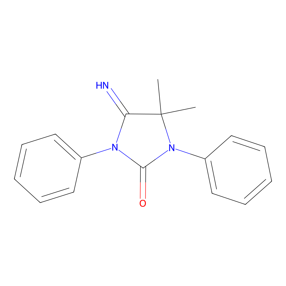 5-Imino-4,4-dimethyl-1,3-diphenylimidazolidin-2-one molecular structure, CAS 175884-38-5