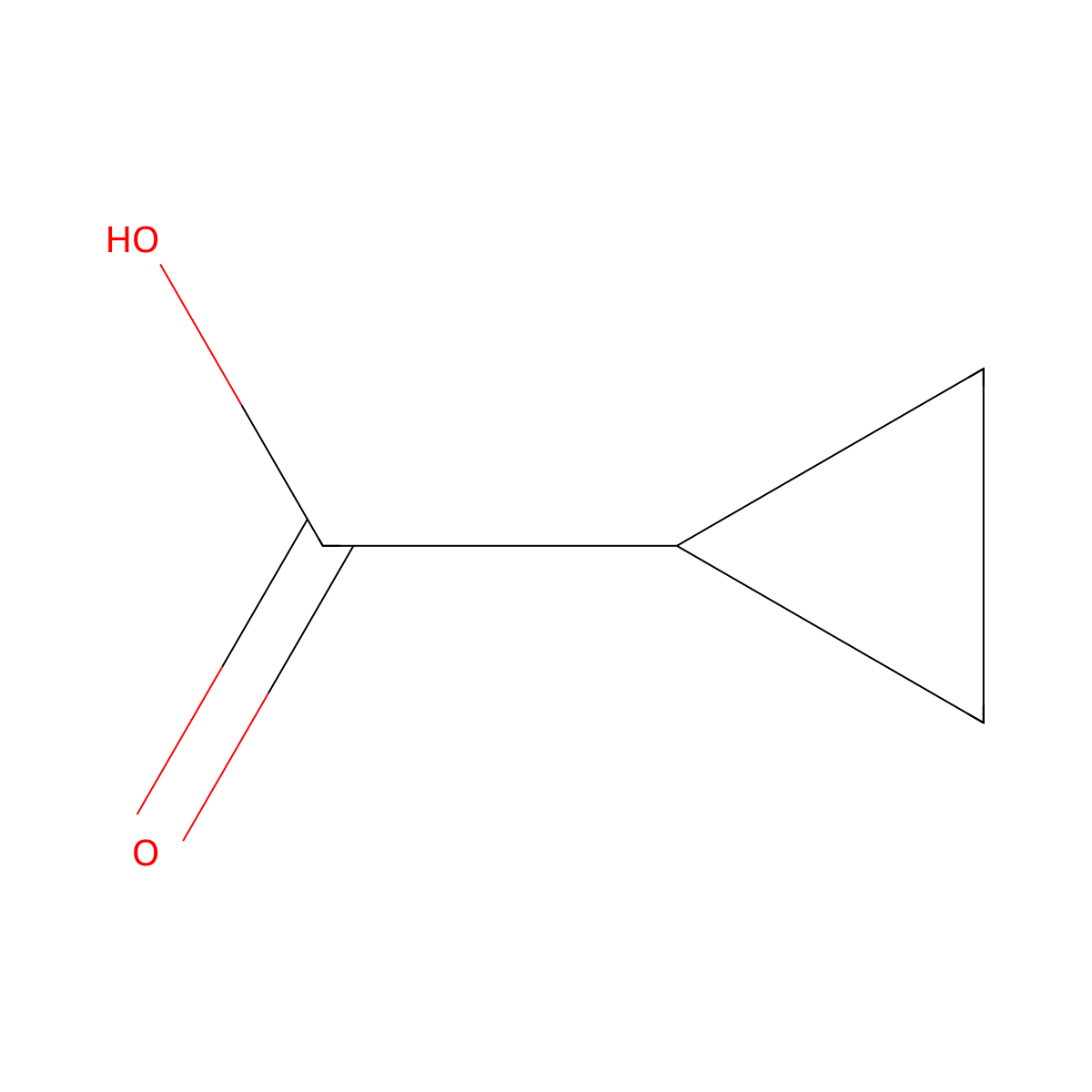 Cyclopropanecarboxylic acid molecular structure, CAS 1759-53-1