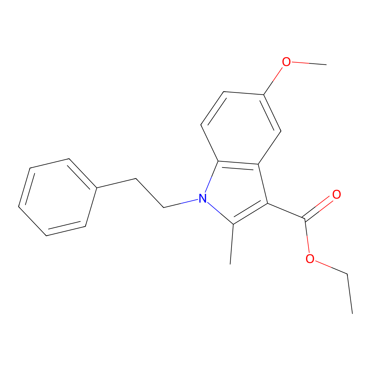 ethyl 5-methoxy-2-methyl-1-(2-phenylethyl)-1H-indole-3-carboxylate molecular structure, CAS 17591-08-1
