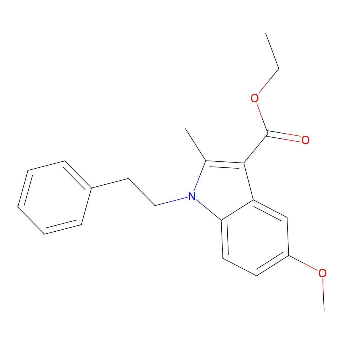 ethyl 5-methoxy-2-methyl-1-(2-phenylethyl)-1H-indole-3-carboxylate molecular structure, CAS 17591-08-1