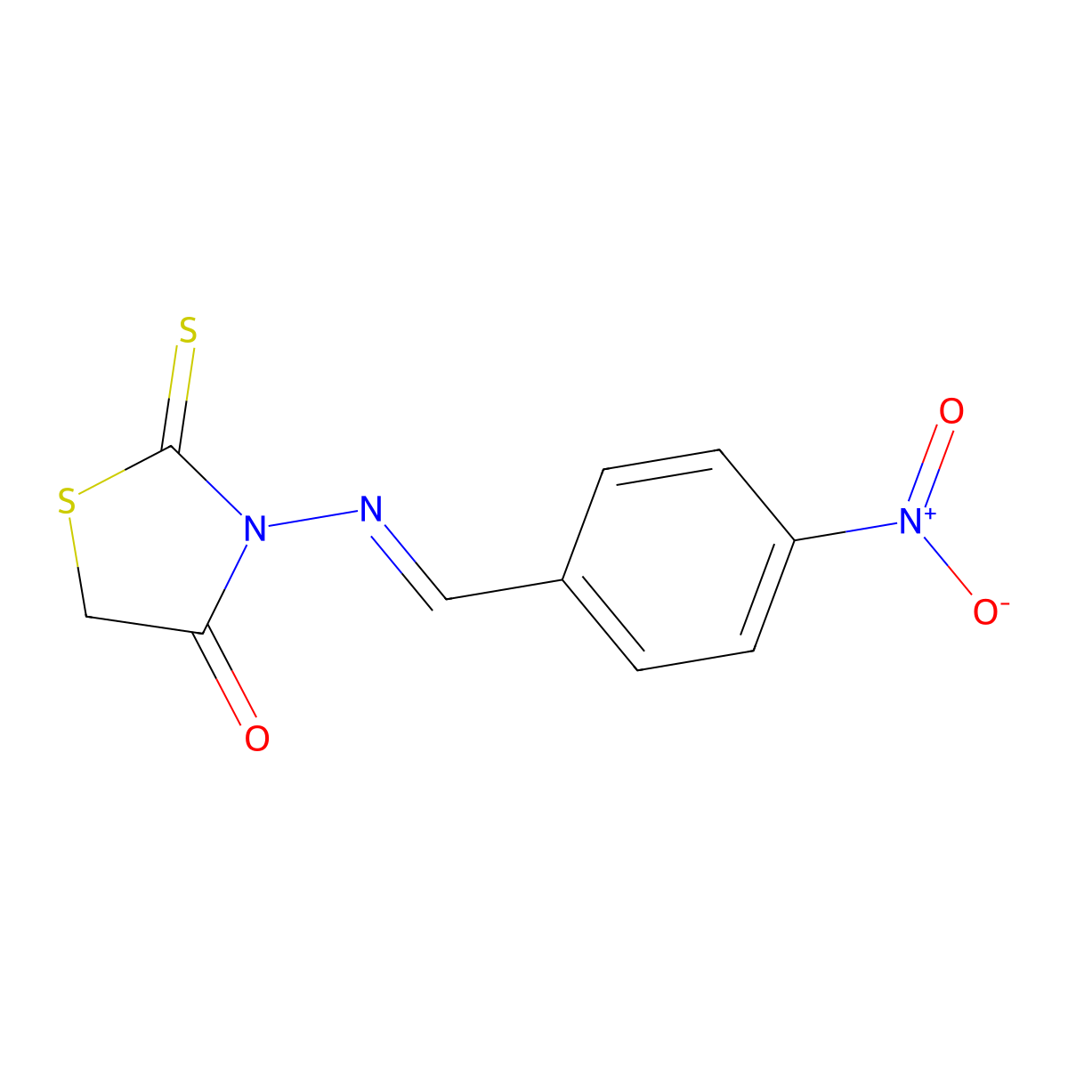 3-[(4-Nitrophenyl)methylideneamino]-2-sulfanylidene-1,3-thiazolidin-4-one molecular structure, CAS 17592-95-9
