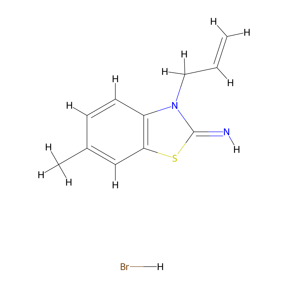 3-allyl-6-methylbenzo[d]thiazol-2(3H)-imine hydrobromide molecular structure, CAS 175920-98-6