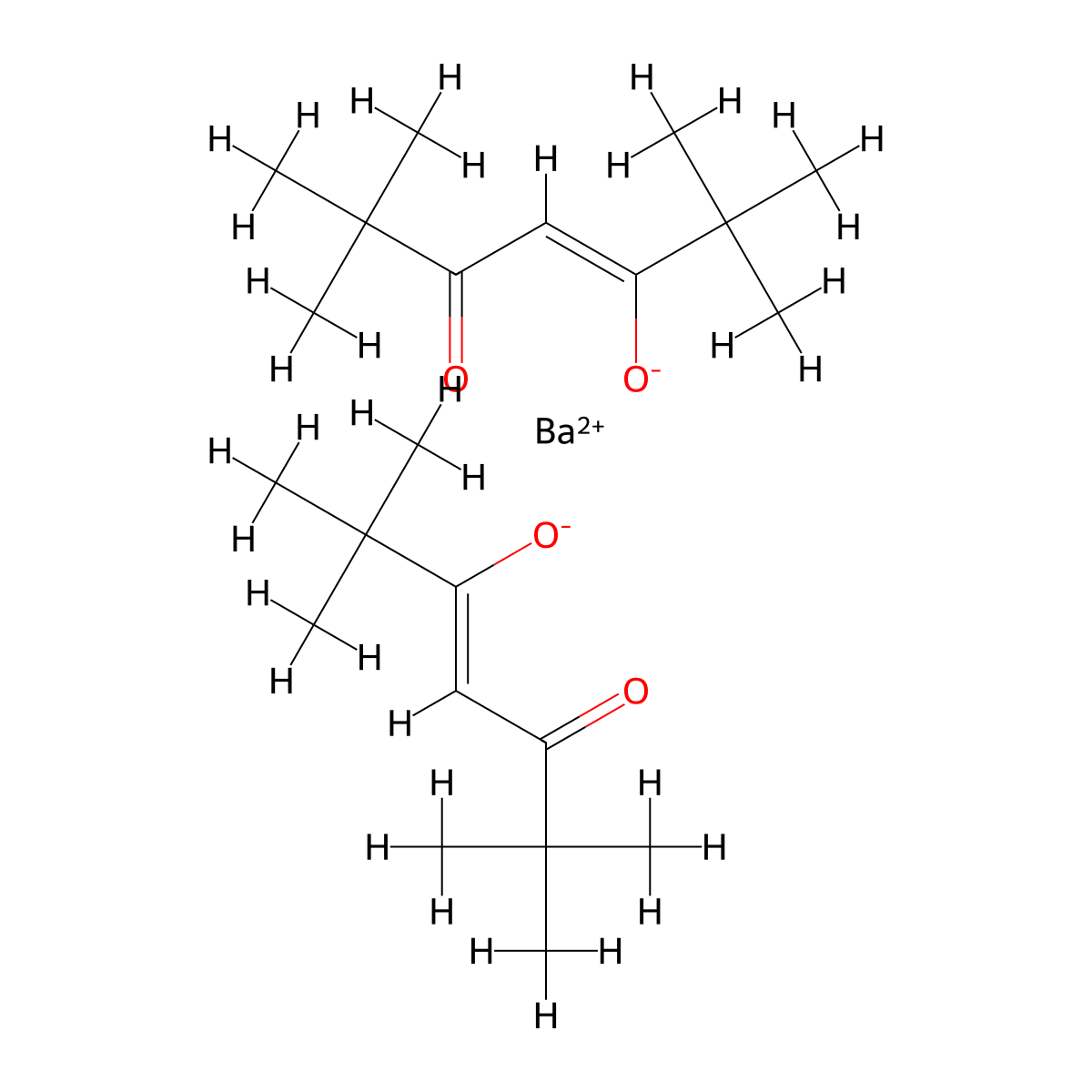 Barium bis(2,2,6,6-tetramethyl-3,5-heptanedionate) molecular structure, CAS 17594-47-7