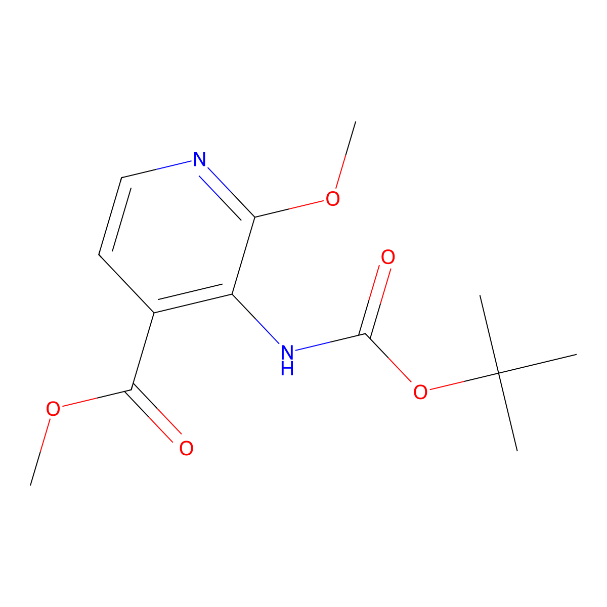 Methyl 3-((tert-butoxycarbonyl)amino)-2-methoxyisonicotinate molecular structure, CAS 175965-50-1