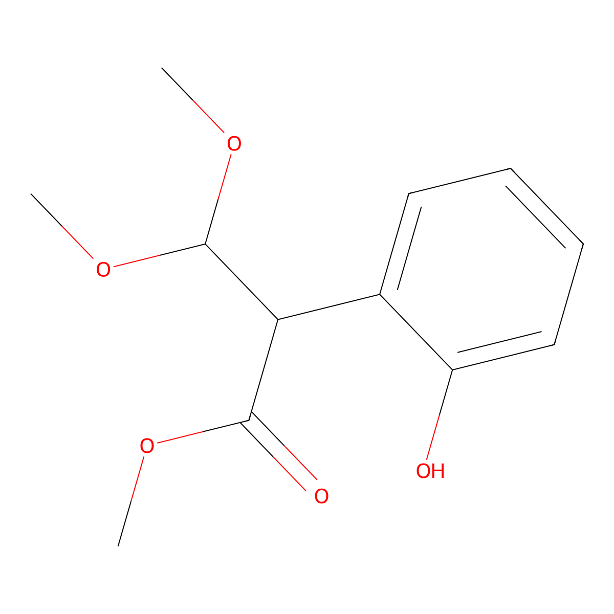 Methyl 2-(2-hydroxyphenyl)-3,3-dimethoxypropanoate molecular structure, CAS 175971-61-6