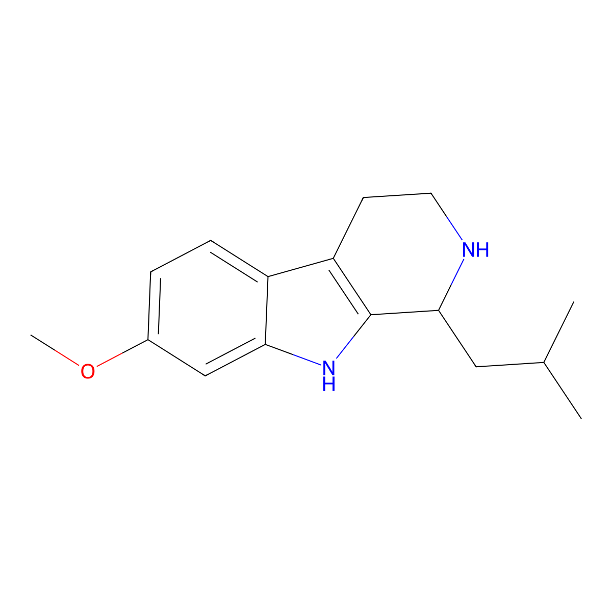 1-isobutyl-7-methoxy-2,3,4,9-tetrahydro-1H-pyrido[3,4-b]indole molecular structure, CAS 175975-76-5