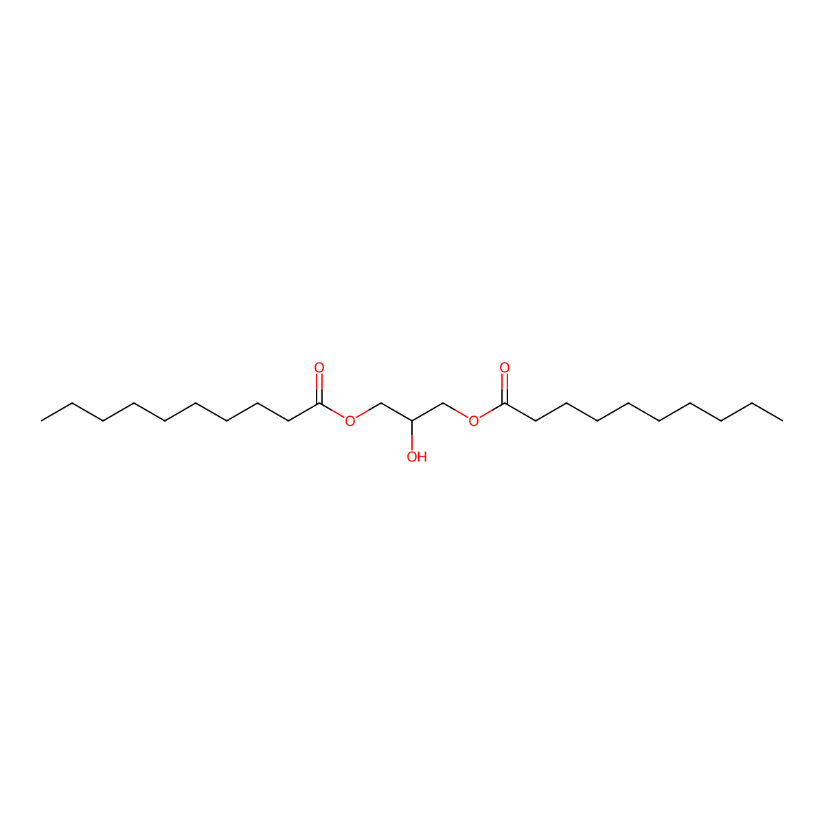 Glyceryl dicaprate molecular structure, CAS 17598-93-5