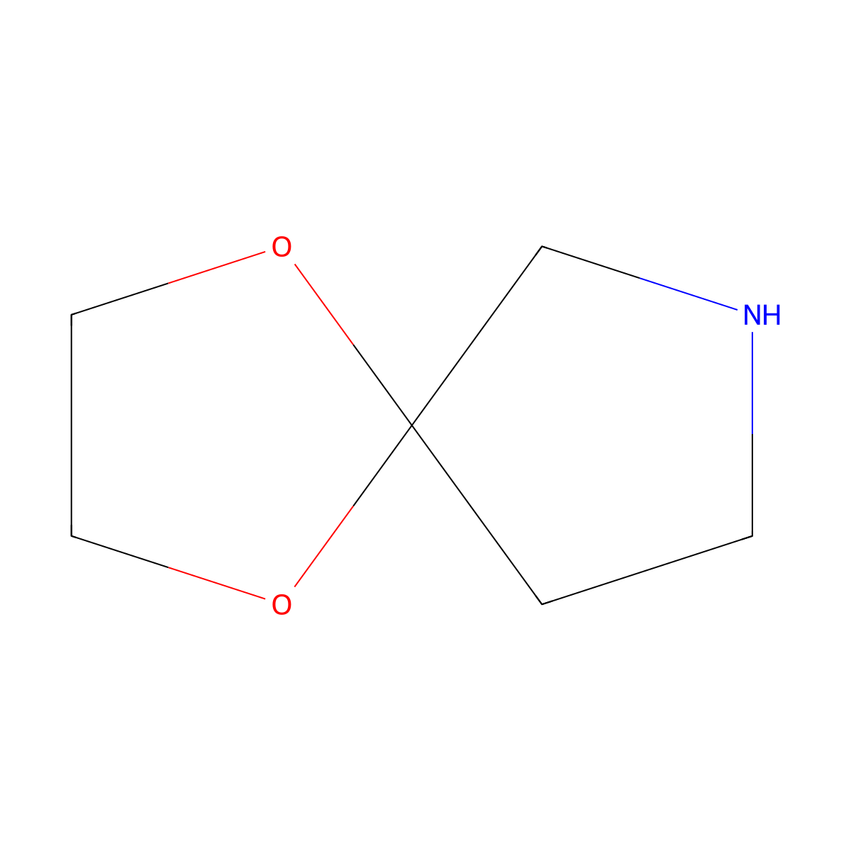 1,4-Dioxa-7-azaspiro(4.4)nonane molecular structure, CAS 176-33-0