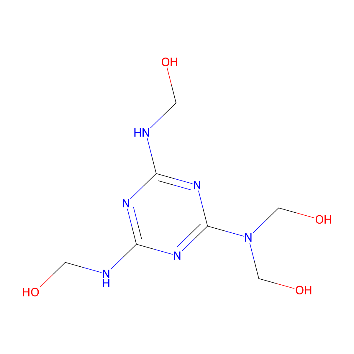 ((6-(Bis(hydroxymethyl)amino)-1,3,5-triazine-2,4-diyl)diimino)bismethanol molecular structure, CAS 17600-13-4