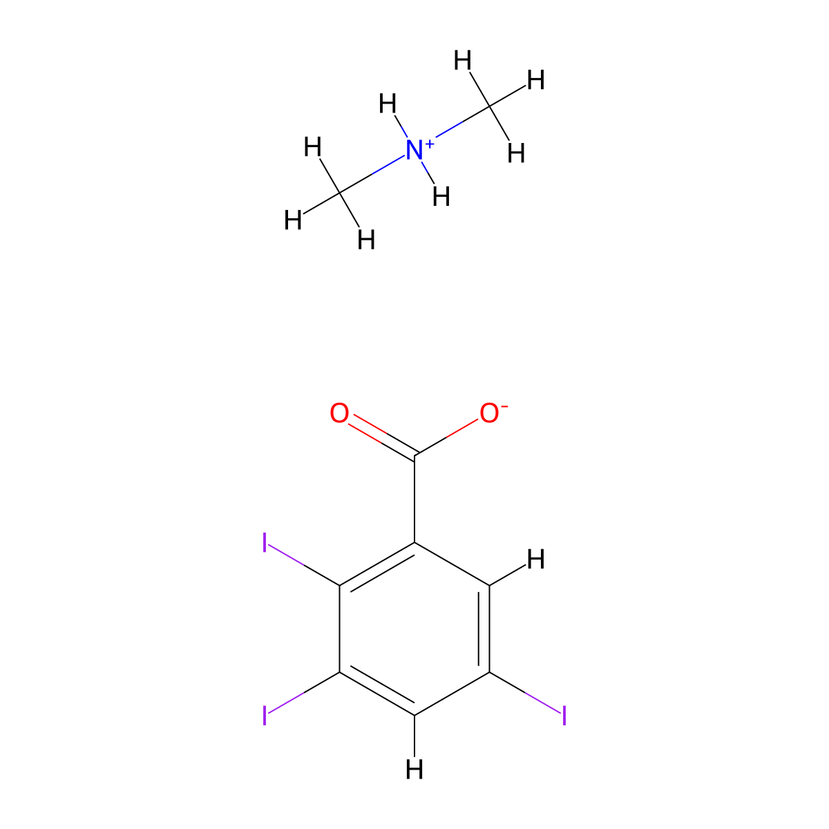 Dimethylamonium 2,3,5-triiodobenzoate molecular structure, CAS 17601-49-9