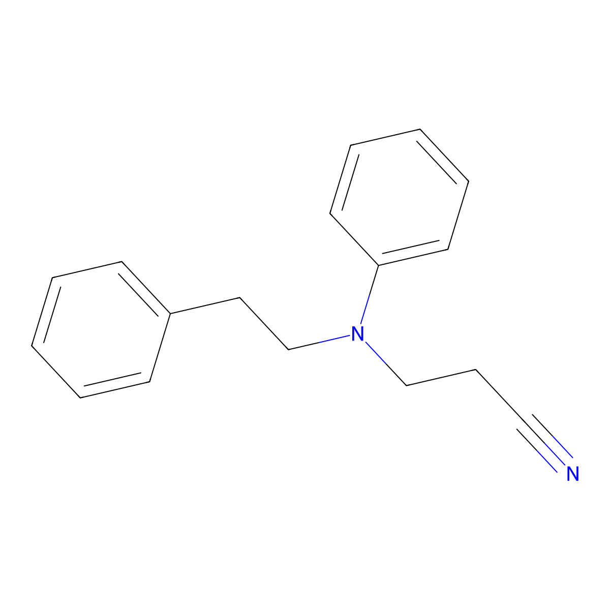 3-(Phenyl(2-phenylethyl)amino)propiononitrile molecular structure, CAS 17601-74-0