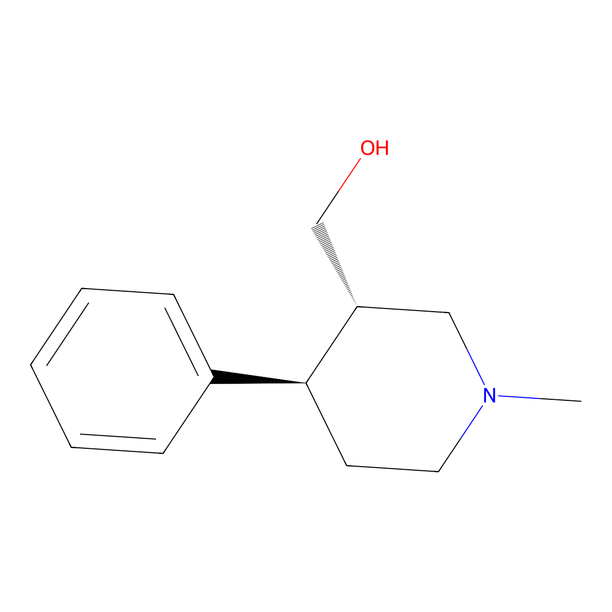 3-Piperidinemethanol, 1-methyl-4-phenyl-, trans- molecular structure, CAS 176022-03-0