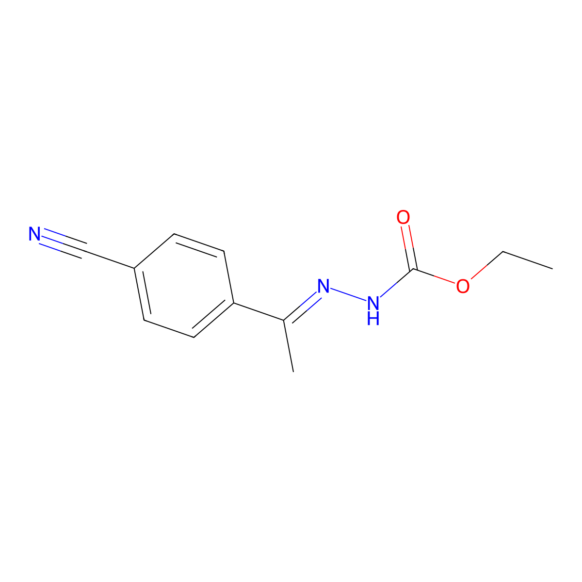 Ethyl 2-[1-(4-cyanophenyl)ethylidene]hydrazinecarboxylate molecular structure, CAS 176037-43-7