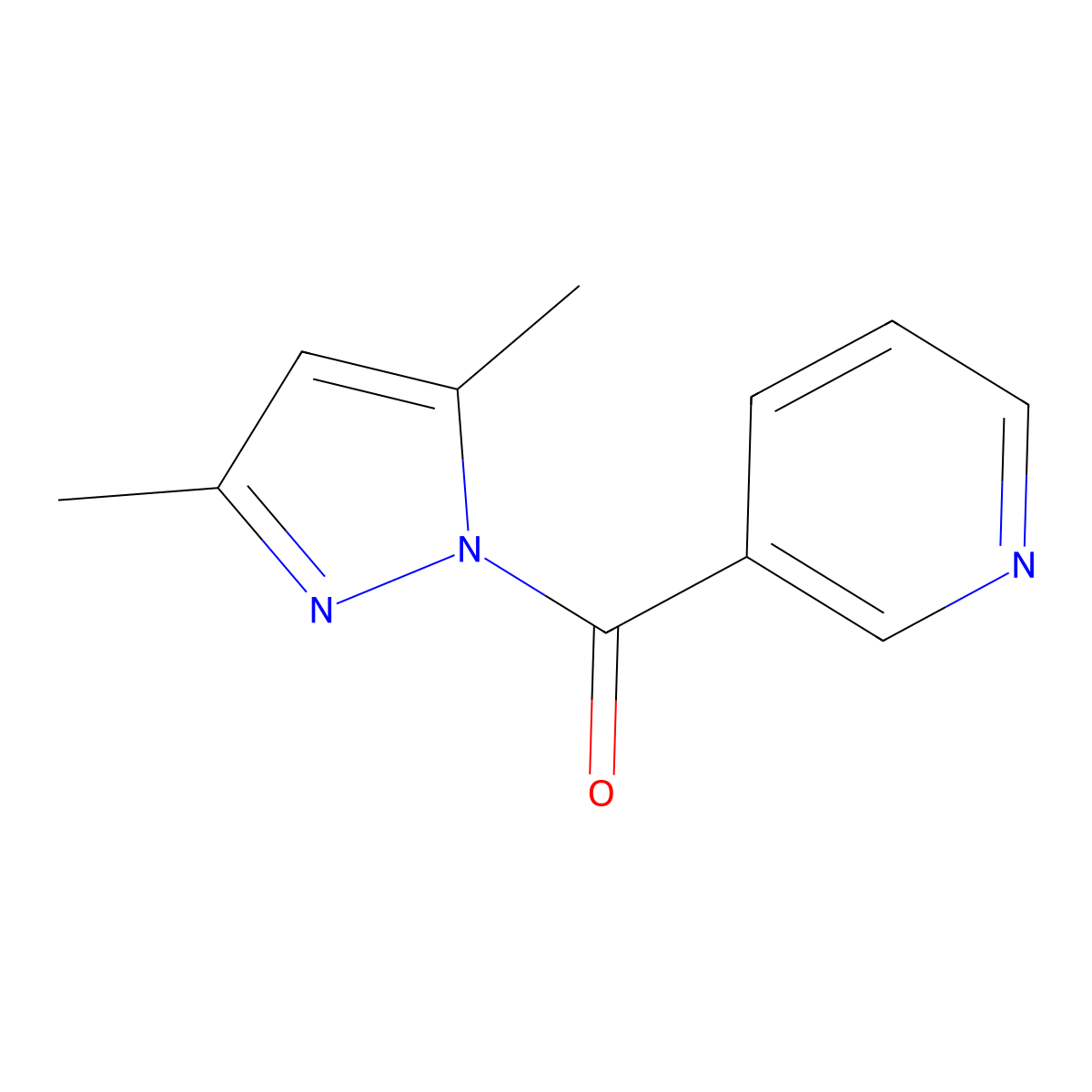 Pyrazole, 3,5-dimethyl-1-nicotinoyl- molecular structure, CAS 17605-86-6