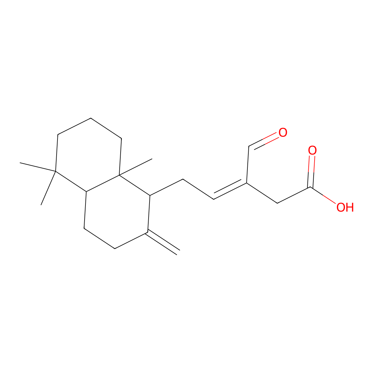 5-(5,5,8a-trimethyl-2-methylidene-3,4,4a,6,7,8-hexahydro-1H-naphthalen-1-yl)-3-formylpent-3-enoic acid molecular structure, CAS 176050-48-9